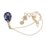 Blue Egg Pendant Gold Necklace - Enamel Painted, Austrian Crystals - Image 5
