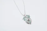 Elegant Silver & Light Green Egg Pendant Necklace Hand Painted with Austrian Crystals | Unique Handcrafted Jewelry - Image 2