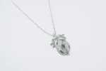 Elegant Silver & Light Green Egg Pendant Necklace Hand Painted with Austrian Crystals | Unique Handcrafted Jewelry - Image 3
