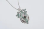 Elegant Silver & Light Green Egg Pendant Necklace Hand Painted with Austrian Crystals | Unique Handcrafted Jewelry - Image 5