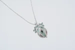 Elegant Silver & Light Green Egg Pendant Necklace Hand Painted with Austrian Crystals | Unique Handcrafted Jewelry - Image 4