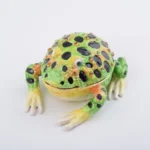 Handcrafted Black Spotted Toad Trinket Box with Austrian Crystals, Enamel Painted, 24K Gold Plated, Magnetic Closure, Gift Box Included