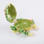 Handcrafted Black Spotted Toad Trinket Box with Austrian Crystals, Enamel Painted, 24K Gold Plated, Magnetic Closure, Gift Box Included - Image 2
