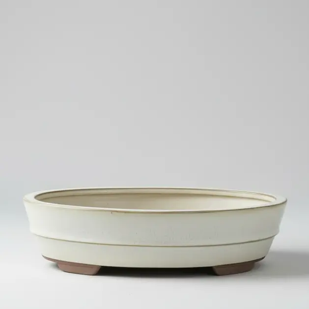 335714388_large.webp Elegant 31cm White Oval Glazed Bonsai Pot - Premium Quality for Your Bonsai Collection - Image 1