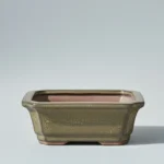 Elegantly Crafted 12cm Green Glazed Rectangular Bonsai Pot - Perfect for Small Bonsai Trees