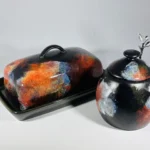 Elegant Handcrafted Ceramic Butter Dish and Sugar Bowl Set - Stylish Kitchen Storage