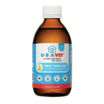 UBAVET Ubameg Omega-3 Fatty Acid Liquid for Dogs & Cats - Enhances Skin & Coat, Supports Heart & Kidney Health, 8 fl oz / 237ml