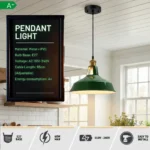 Modern Green Lampshade - Industrial Retro Style Metal Pendant Light for Contemporary Decor - Image 2