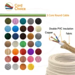 Premium 3 Core Round Vintage Braided Fabric Cable - 0.75mm, Antique Style Lighting Flex, White, Double Insulated - Image 2