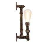 Brushed Copper Steel Pipe Wall Lamp - Vintage Industrial Retro Style Lighting Fixture