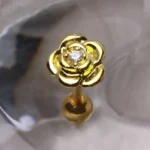 Elegant Gold Diamond Rose Cartilage Earring Perfect Jewelry for Tragus & Cartilage Piercings with Cubic Zirconia Center