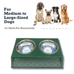Country Living Elevated Dog Feeder with 2 Stainless Steel Bowls - 32oz Each - Raised Pet Bowl for Medium to Large Dogs - Dark Green - Image 6