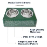 Country Living Elevated Dog Feeder with 2 Stainless Steel Bowls - 32oz Each - Raised Pet Bowl for Medium to Large Dogs - Dark Green - Image 8