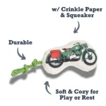 Country Living Retro Army Motorcycle Plush Dog Toy - Durable & Interactive Pet Toy for Medium to Large Dogs - Image 7