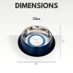 Country Living Set of 2 Ribbed No-Tip Non-Skid Stainless Steel Pet Bowls - Poseidon Blue | Stylish & Durable Dog and Cat Bowls - Image 10