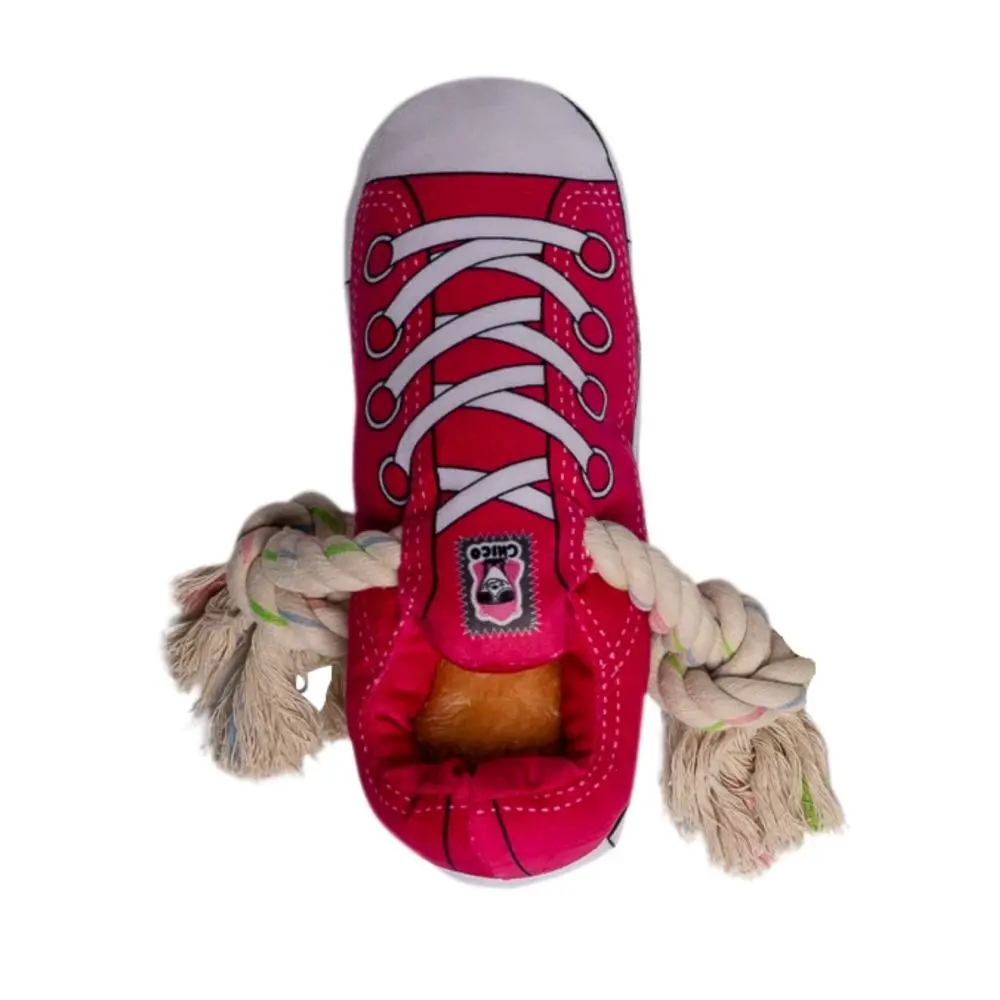 359989458_large.webp Squeaking Comfort Plush Sneaker Dog Toy - Pink | Durable & Fun Pet Toy - Image 1