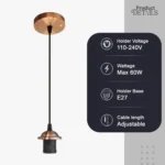 Elegant Copper E27 PVC Ceiling Rose Pendant Light - Warm & Romantic Ambiance