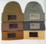 Patriotic Veteran Beanie with USA Flag - Theta Stitch Cuffed Knit Hat - Made in USA | Limited Edition