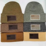 Patriotic Veteran Beanie with USA Flag - Theta Stitch Cuffed Knit Hat - Made in USA | Limited Edition