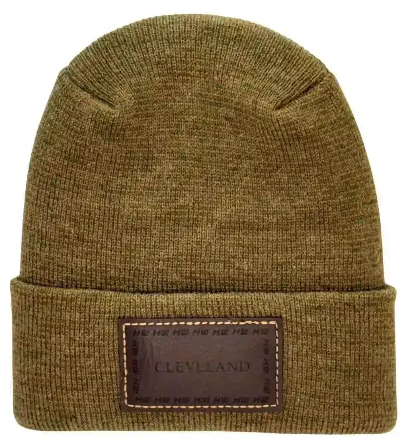 463028808_large.webp HW Cleveland Brown Green Fusion Cuffed Beanie - Limited Edition, Made in USA, Unisex Winter Hat - Image 1