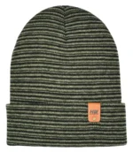 HAAKWEAR Unisex Traditional Contrast Cuffed Beanie - Black/Green, Made in USA | Warm & Versatile Winter Hat