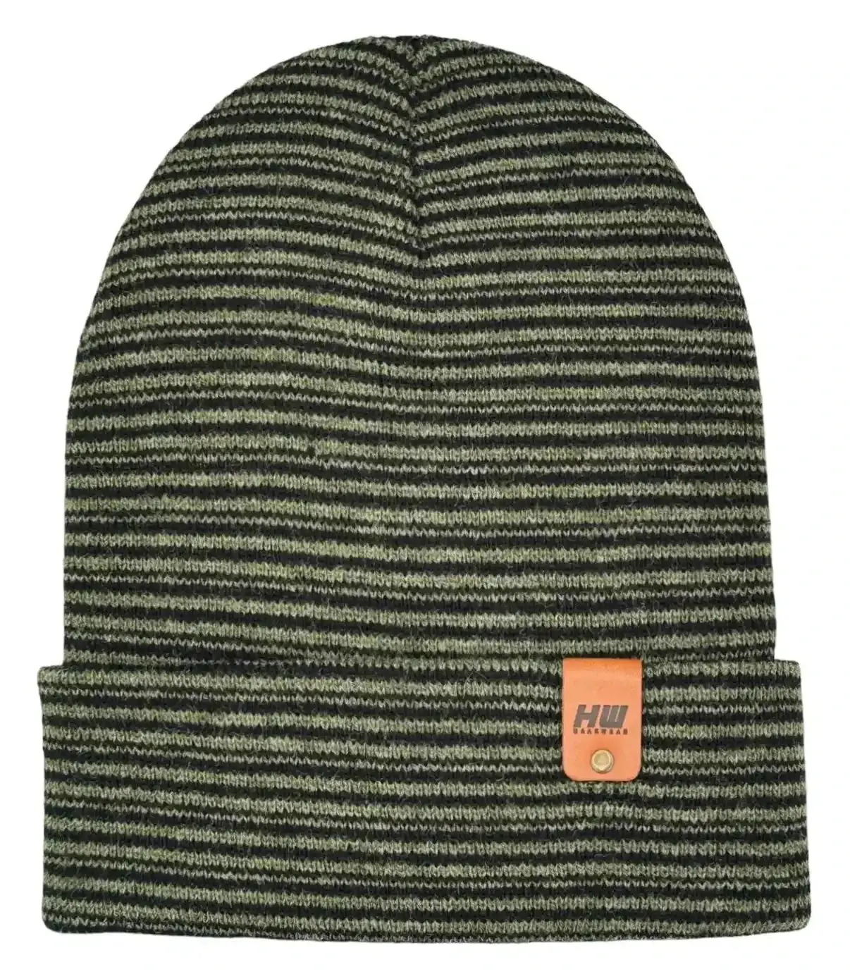 463074382_large.webp HAAKWEAR Unisex Traditional Contrast Cuffed Beanie - Black/Green, Made in USA | Warm & Versatile Winter Hat - Image 1