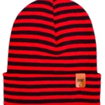 HAAKWEAR Traditional RORO Cuffed Beanie / Hat - Black & Red, Made in USA | Unisex, One Size Fits Most
