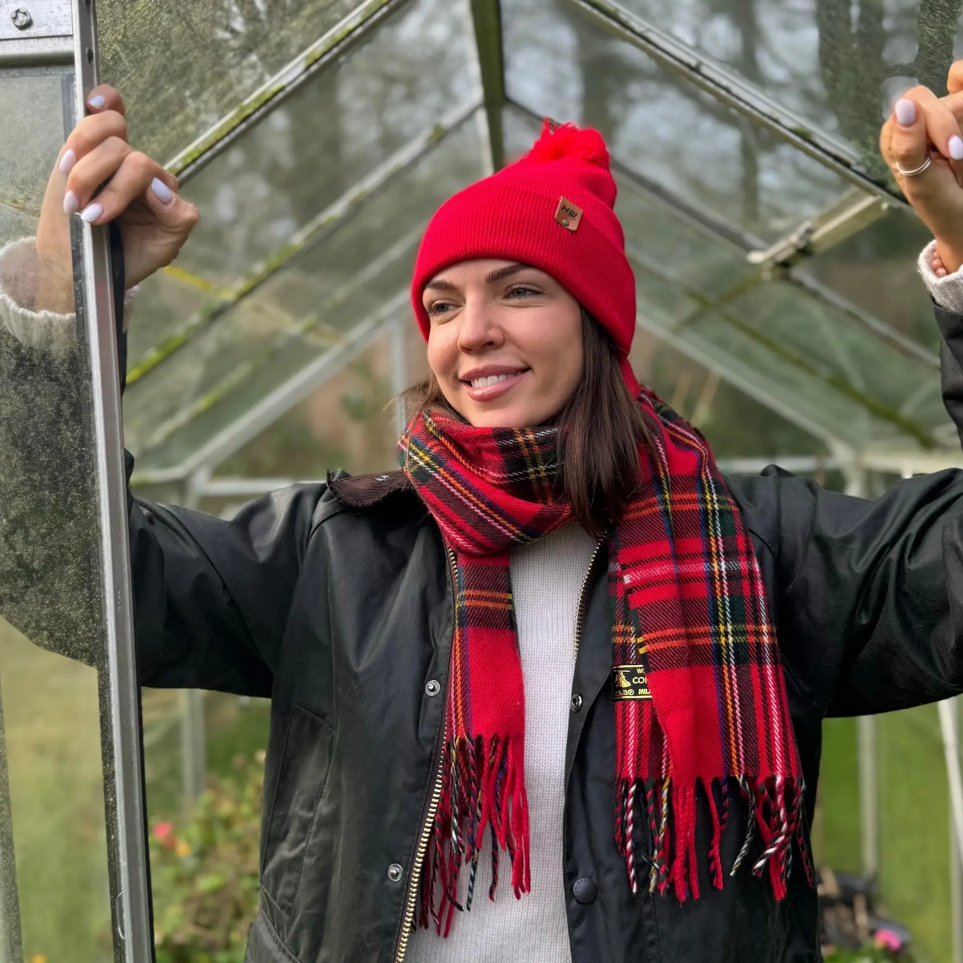 463275470_large.webp HAAKWEAR Red Pom Pom Beanie - Made in USA | Cozy & Stylish Winter Hat - Image 1