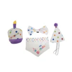 Dog Birthday Party Kit - Celebrate Your Pup's Special Day with Bandana, Hat, Bow Tie & Cupcake Plush Toy - Image 2