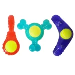 Durable Tennis Ball Dog Toy Variety Pack Interactive Chew Toys for Medium to Large Dogs | Boomerang, 3-Bone & Orange Squeaker