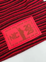 HW NEW YEAR 2025 NYC Theta Stitch Contrast Cuffed Beanie - Red and Black, Made in USA, Limited Edition - Image 4
