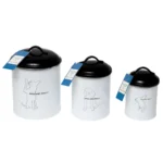 Black & White Pet Food & Treat Storage Canisters (Set of 3) - Keep Your Pet's Treats Fresh and Organized