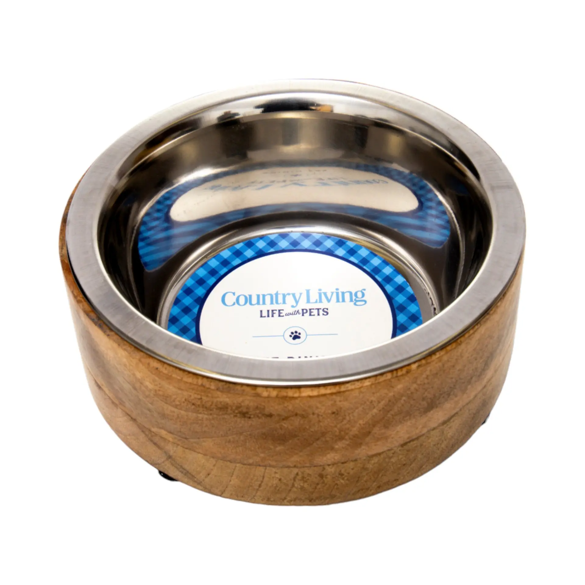 487336491_large.webp Eco-Friendly Mango Wood Dog Bowl - Durable Stainless Steel Pet Feeder | Stylish & Sustainable - 3 Sizes Available - Image 1