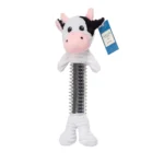 Country Living Cow Corduroy Squeaker Dog Chew Toy - Durable & Engaging Plush Toy with Thermoplastic Rubber - Black & White
