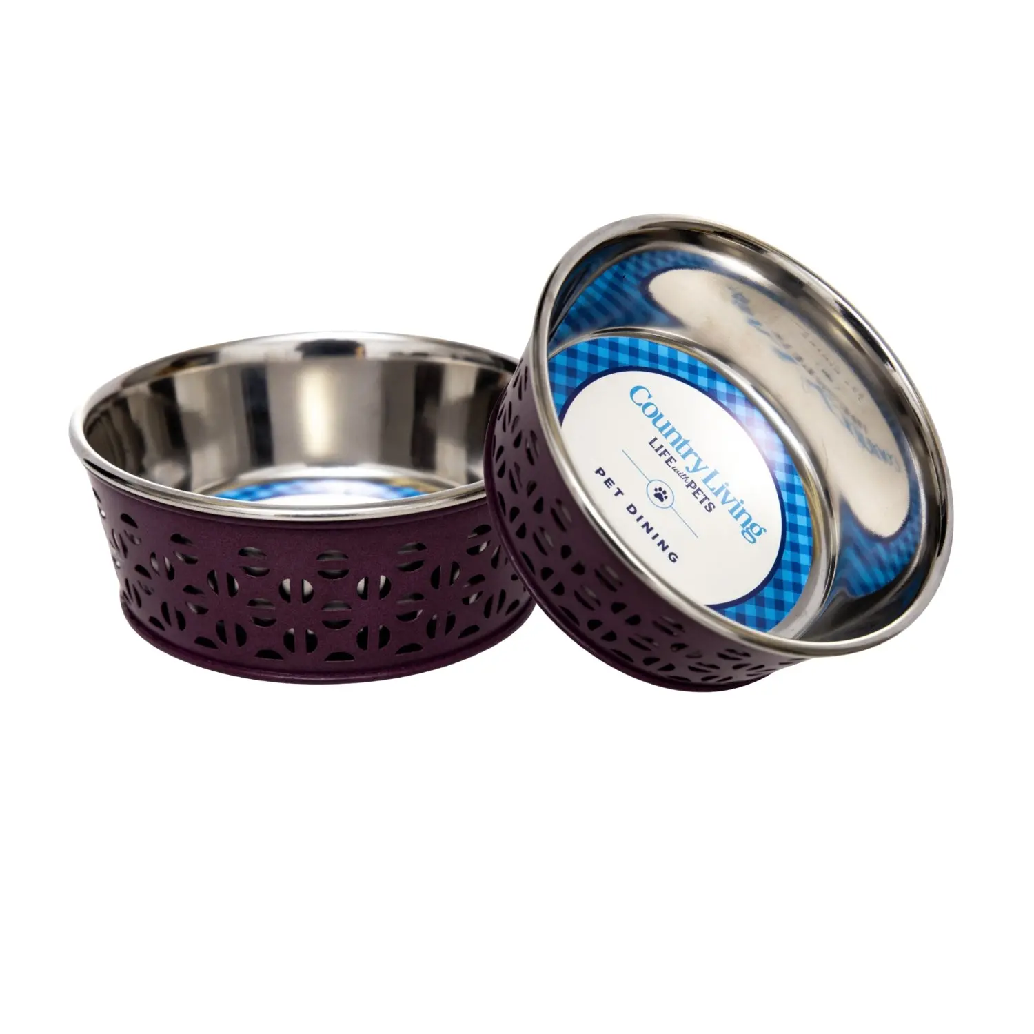 491490818_large.webp Country Living Set Of 2 Stainless Steel Dog Bowls - Farmhouse Style | Durable & Non-Slip | Ideal for Small/Medium Dogs | Easy Clean Pet Feeder | Eco-Friendly & Stylish - Image 1