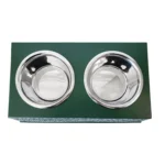 Country Living Elevated Dog Feeder with 2 Stainless Steel Bowls - 32oz Each - Raised Pet Bowl for Medium to Large Dogs - Dark Green - Image 4