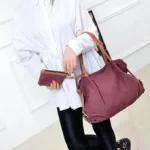 TRIBEKA 3 In 1 Canvas Shoulder Bag - Versatile Handbag, Cross-body, and Clutch Combo with Free Smartphone Charger - Image 6