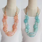 Lovey Dovey SOULS Necklace Pair - Turquoise and Pink Couples Jewelry Set - Image 2
