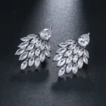 Radiance Peacock Stud Earrings - Elegant Diamond Crystal Design, Perfect Gift for Her