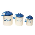 French Blue Pet Food & Treat Storage Canisters - Set of 3 | Keep Your Pet's Goodies Fresh and Stylish