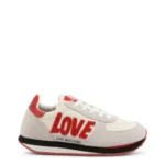 Love Moschino White Red Suede Sneakers - Stylish & Comfortable Women's Platform Shoes