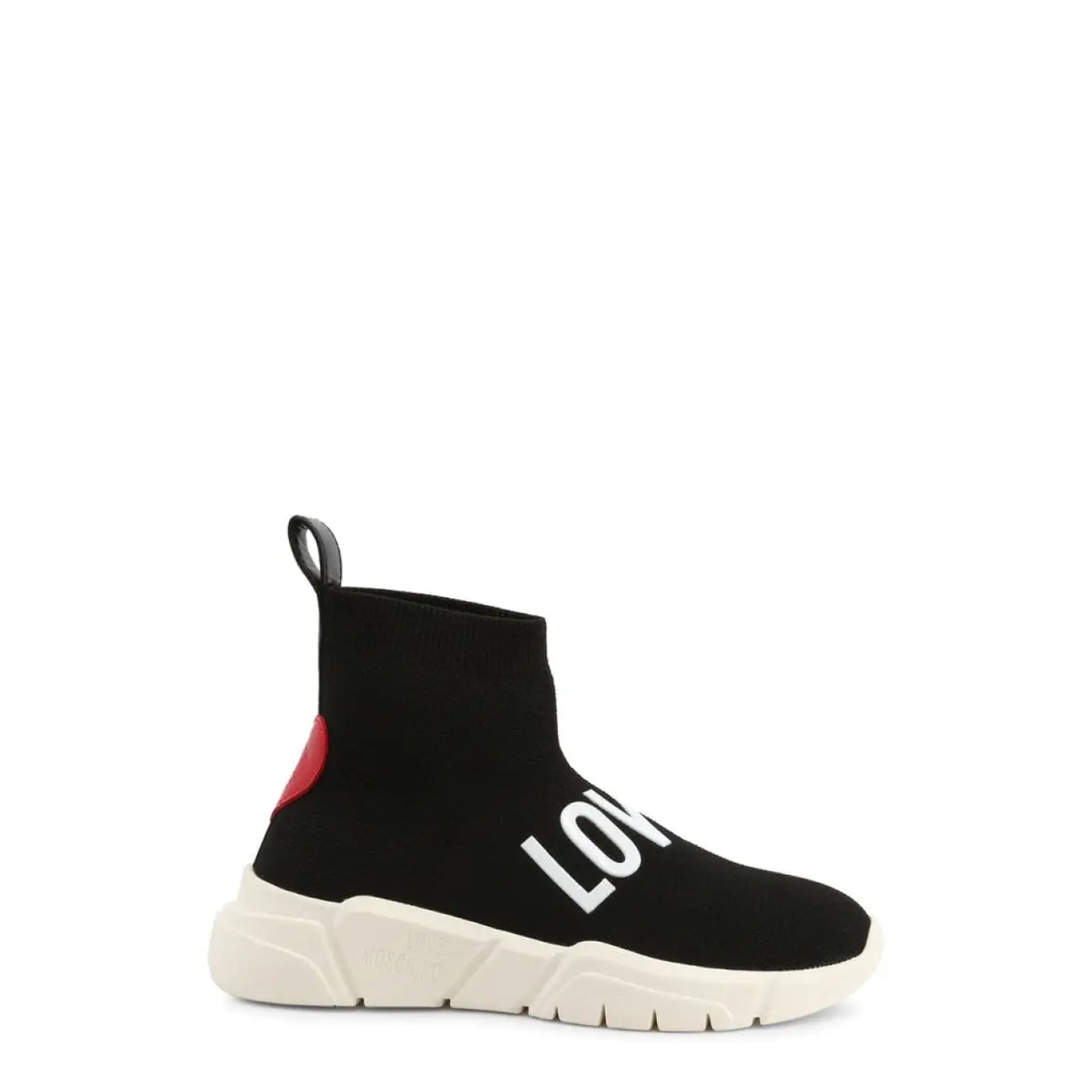 534272981_large.webp Love Moschino High Top Sock Sneakers with Heart Detail - Black/Red - Platform Heel - Image 1